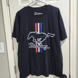 Ford Mustang T Shirt Mens XL Black Pony Logo 100% Cotton Official Licensed